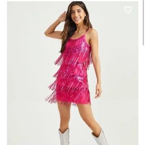 Pink Fringe Dress (worn ONCE) 💗🌸🎀🍬